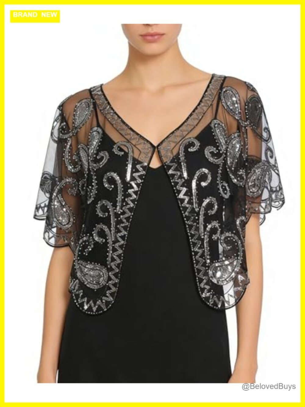 Flapper Shawl Wrap Evening Dresses Vintage Formal Shoulder Cape 1920s Beaded